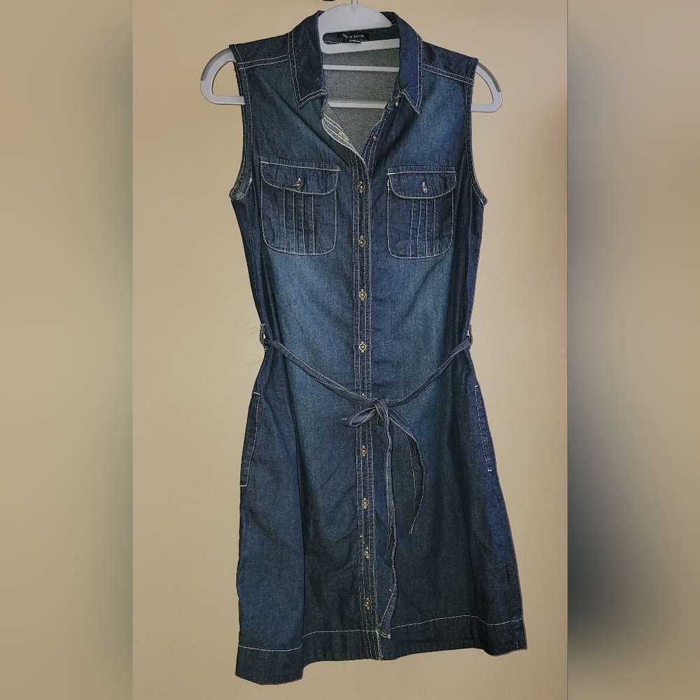 NEW LOOK denim Sleeveles dress with pockets, S.